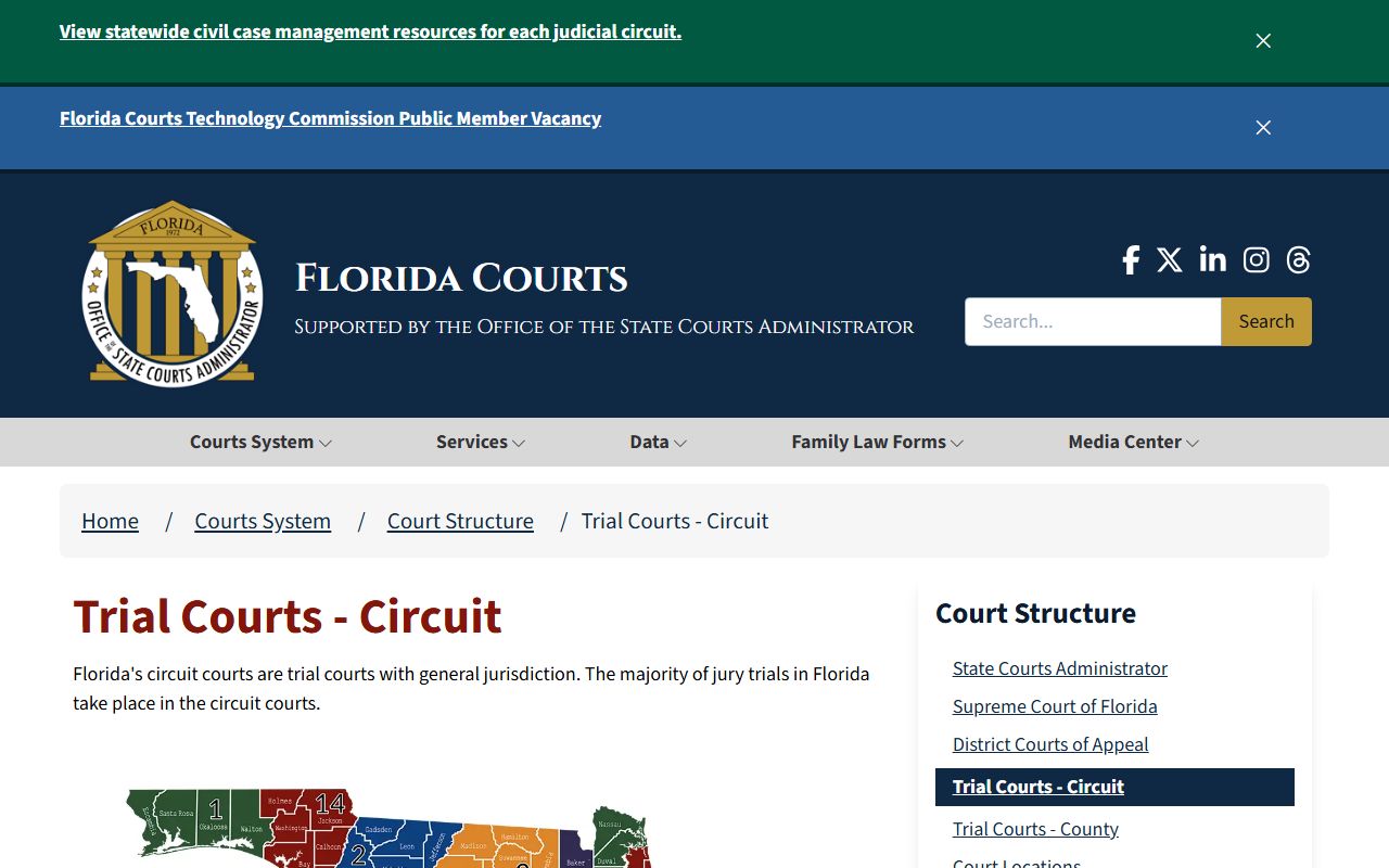 Brevard County Court Florida Courts circuit court structure page