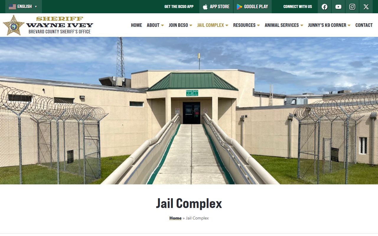 Brevard County Inmate Population BCSO Jail Complex page with capacity and accreditation