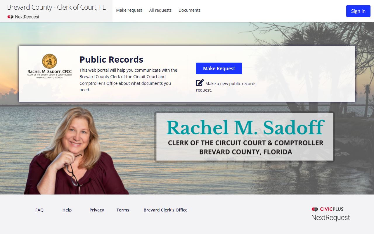 Brevard County public records request NextRequest online portal