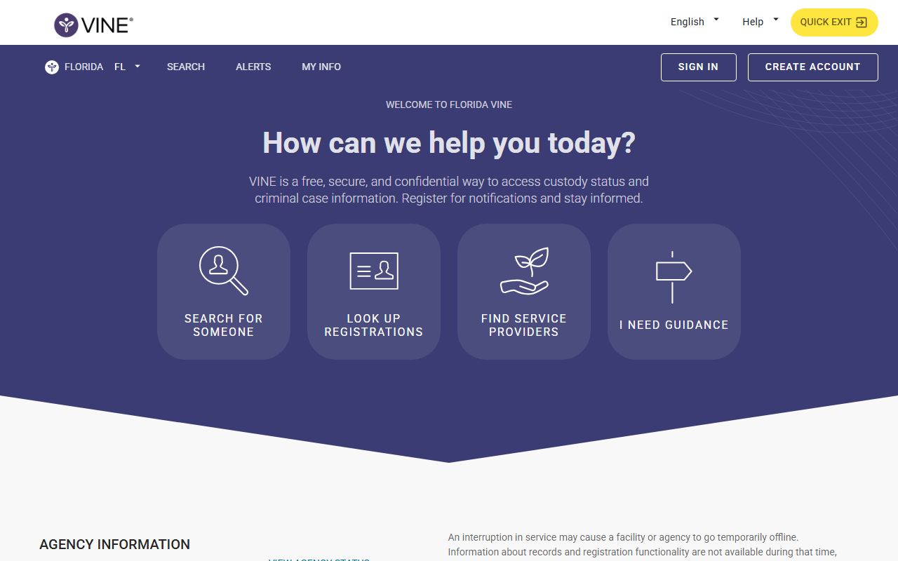 Brevard County released inmates VINELink Florida custody notification portal