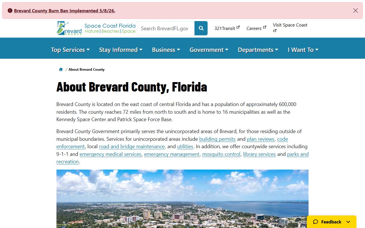 Brevard County official county overview page describing the Brevard County jurisdiction served by these court records